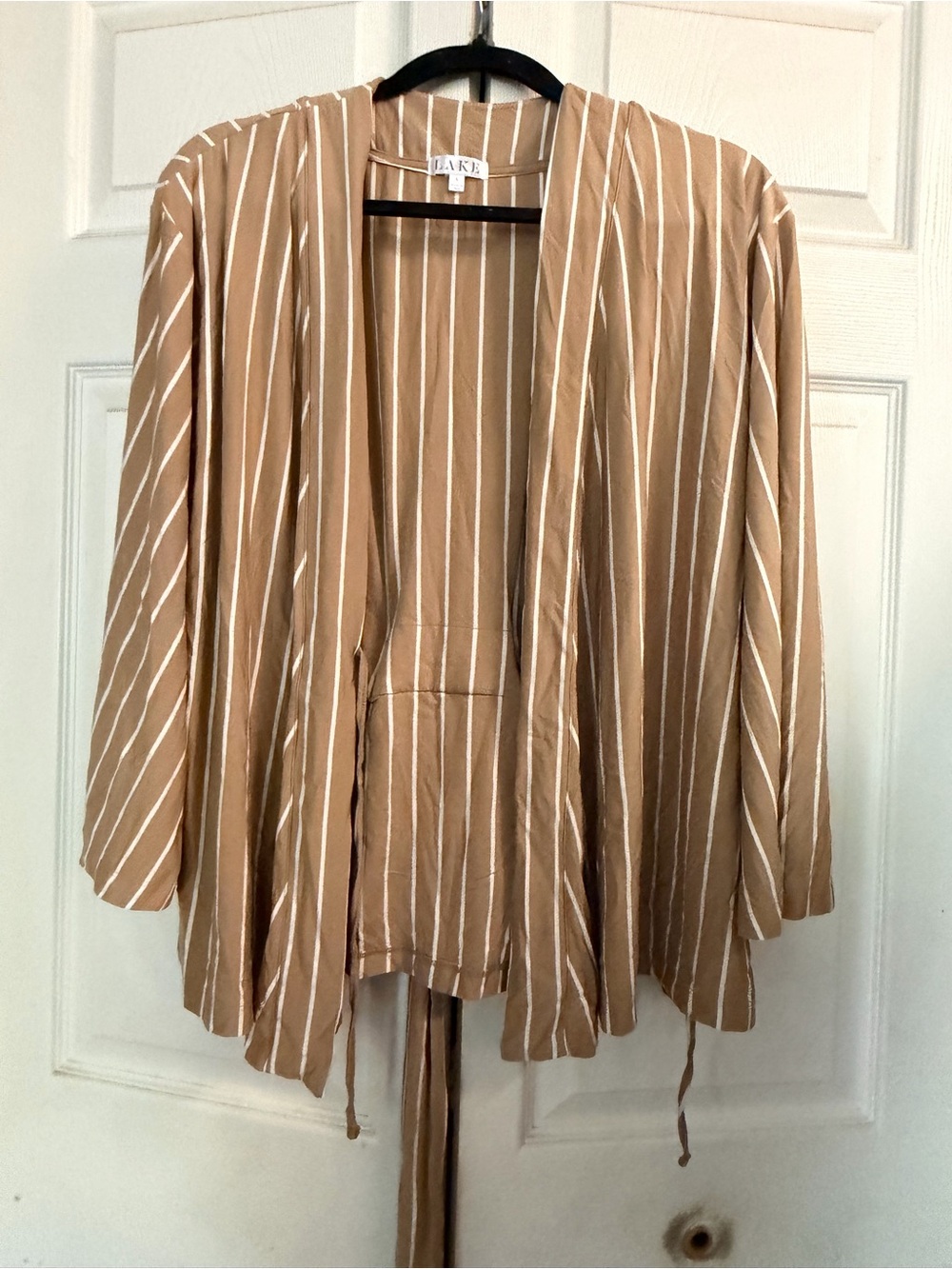LAKE Tan Striped Women's Pajama Jacket